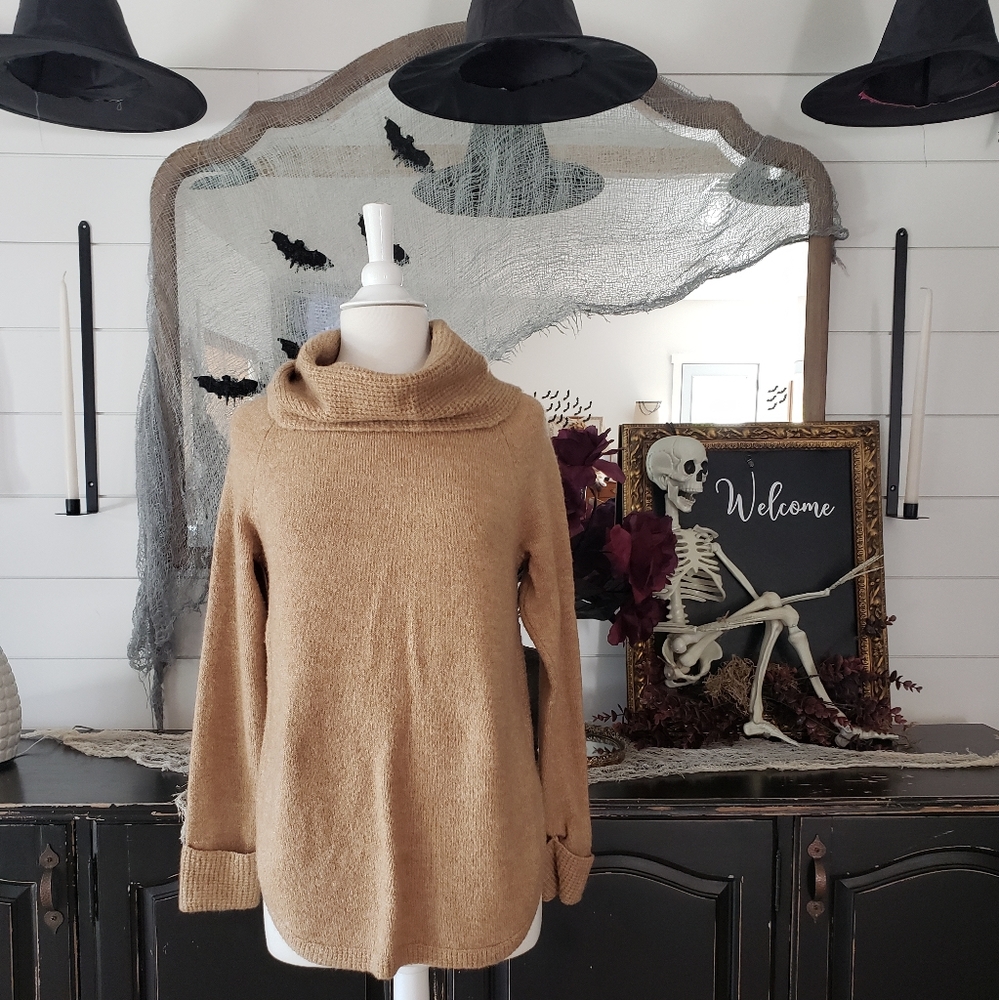 Tan long turtle neck sweater